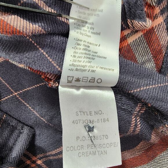 PAIGE Top Womens M Red Gray Clemence Plaid Long Sleeve Viscose Oversized Light - Picture 5 of 8